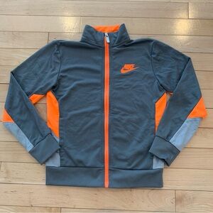 Nike boys track jacket little kids size 6 sweatshirt gray orange zip up